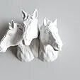 Horse family head wall mount STL 3D print model