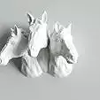 Horse family head wall mount STL
