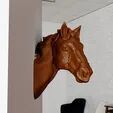 Horse head looking to the left wall mount STL 3D print model_2