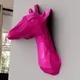 giraffe head wall mount Low poly STL 3D print model_4