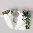 giraffe head double wall mount planter STL 3D print model_1