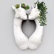 giraffe head double wall mount planter STL 3D print model_2