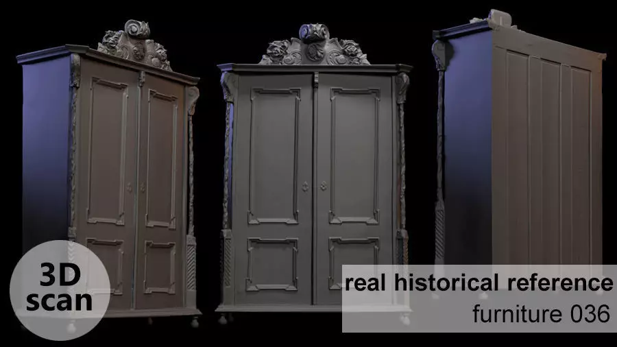 Furniture 036 wooden closet 3D print model_0