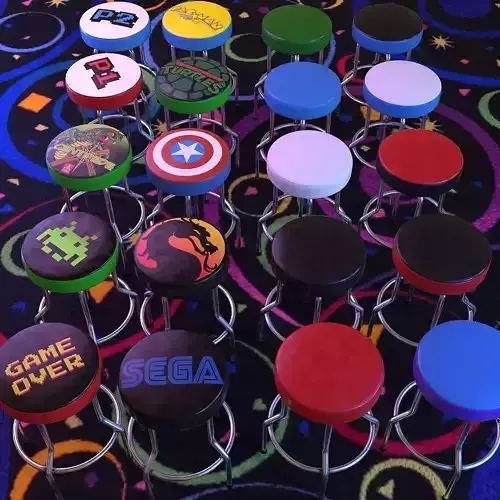Retro Arcade Stools and Carpet