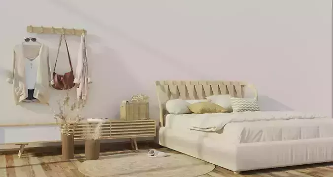 Interior bedroom scene warm and cozy