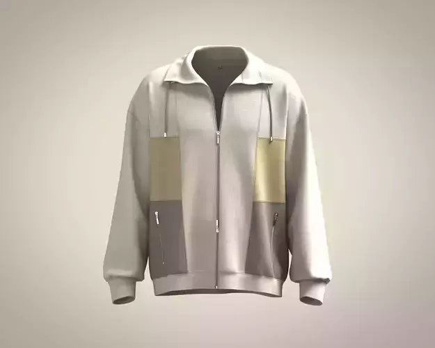 Mens sweatshirt with two way zipper with color block