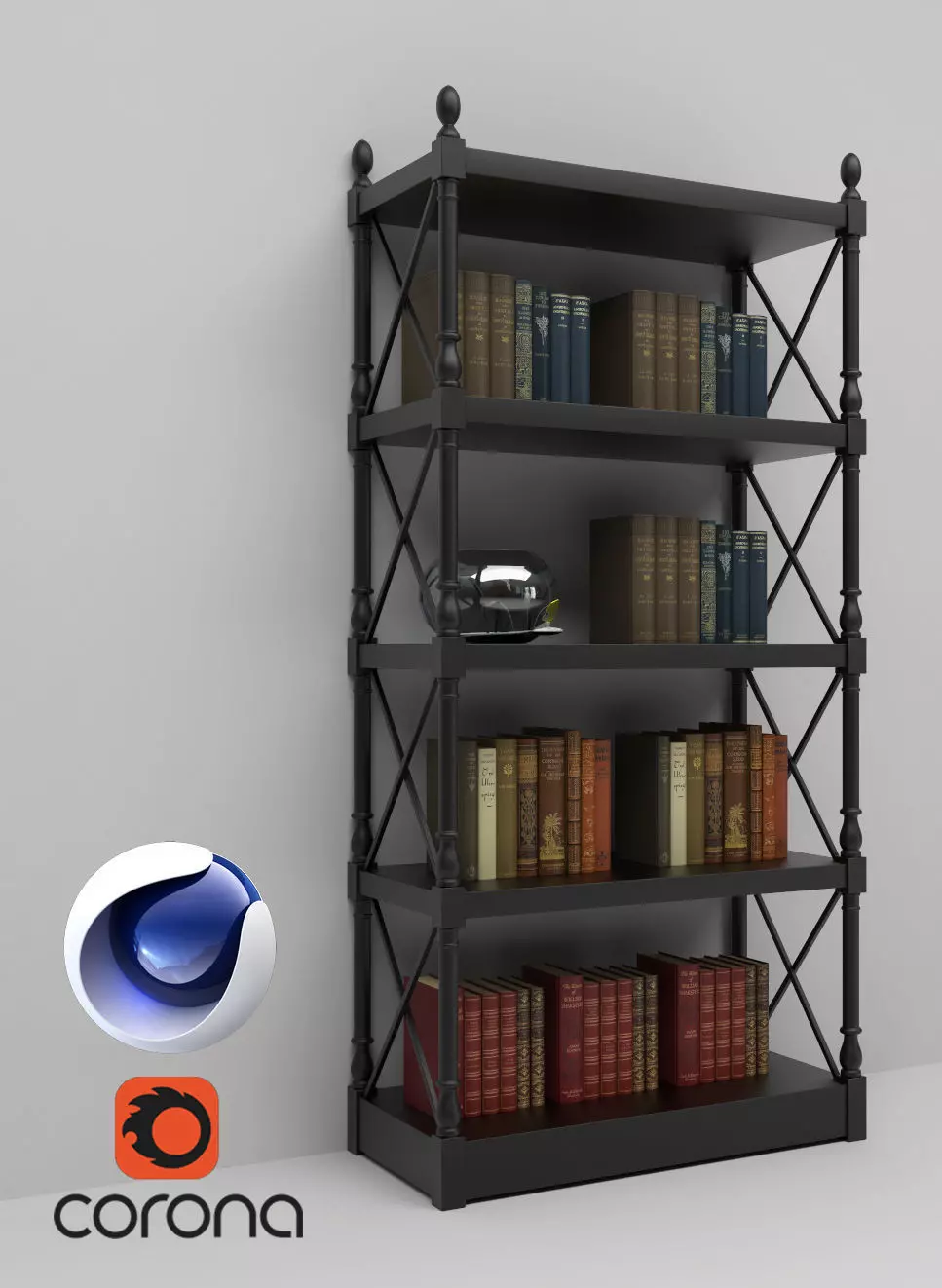 Bookshelf 2 - Corona - C4D 3D model