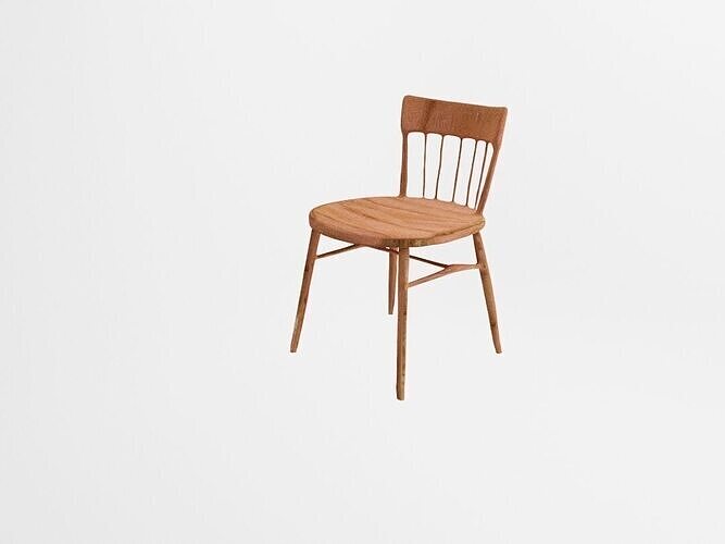 Basic Light Wood Spindle Chair Free low-poly 3D model