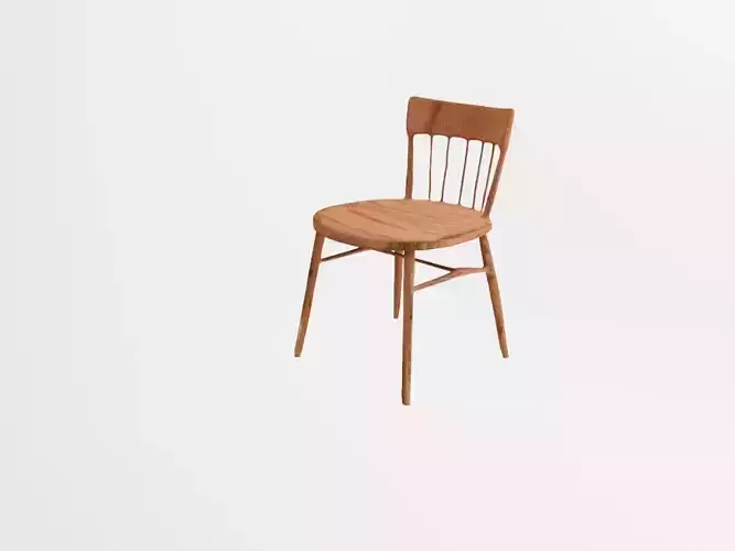 Basic Light Wood Spindle Chair Free low-poly 3D model