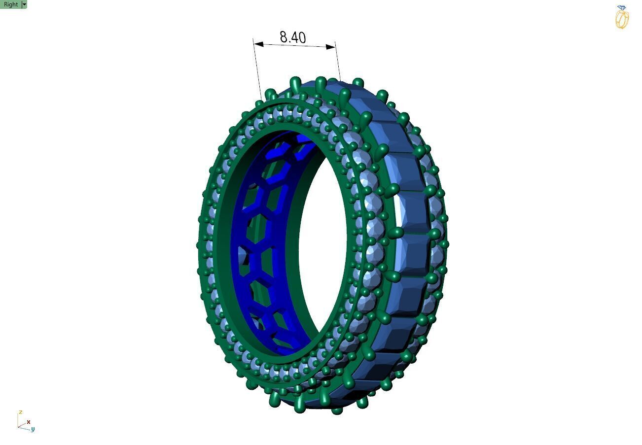 Custom Princess Diamond Band - Eternity Diamond Ring 3D print model_4