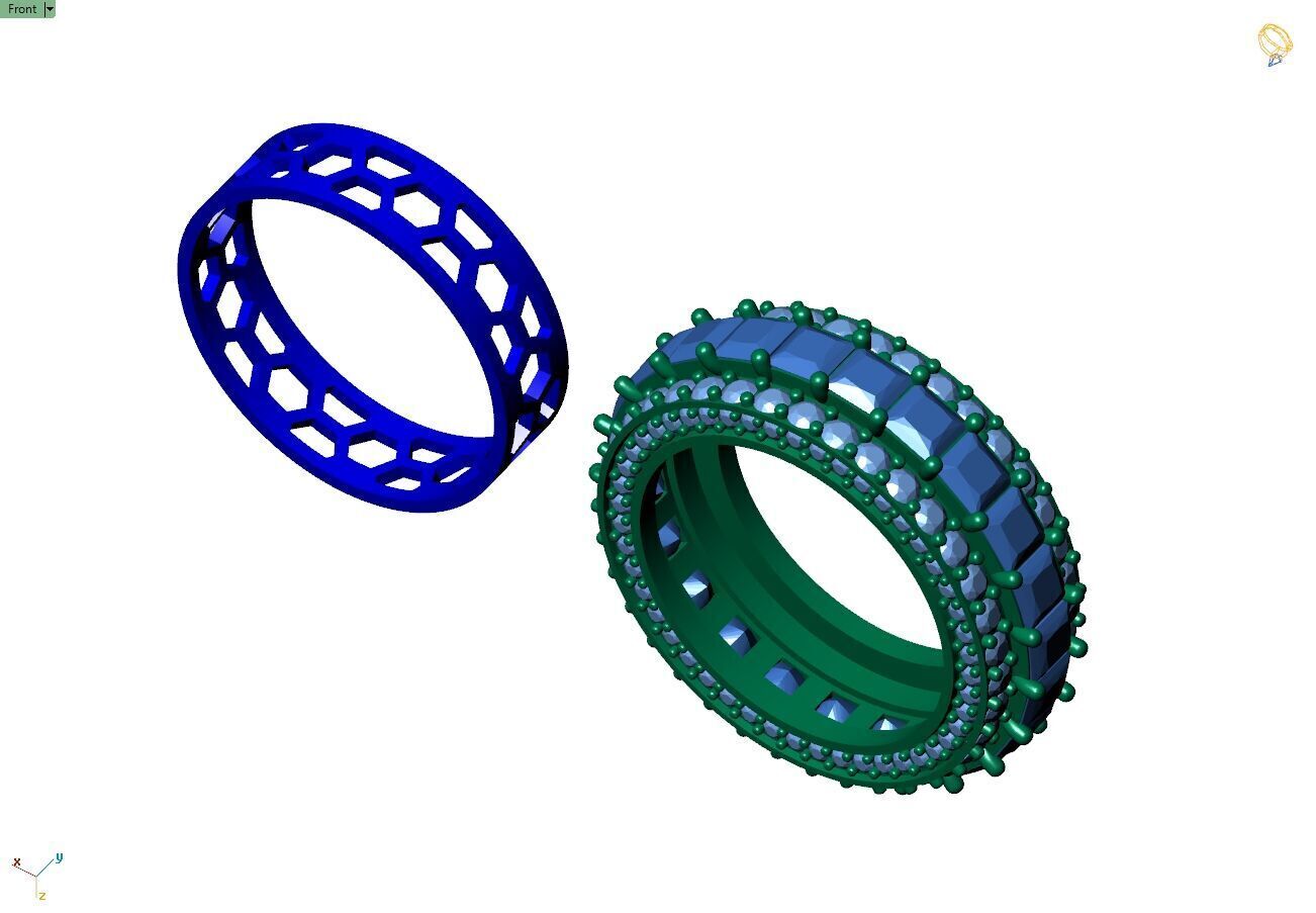 Custom Princess Diamond Band - Eternity Diamond Ring 3D print model_13