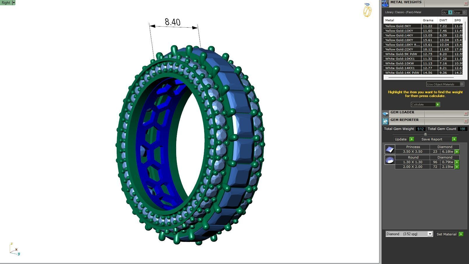 Custom Princess Diamond Band - Eternity Diamond Ring 3D print model_6
