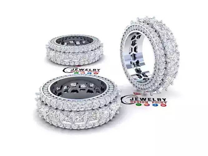 Custom Princess Diamond Band - Eternity Diamond Ring