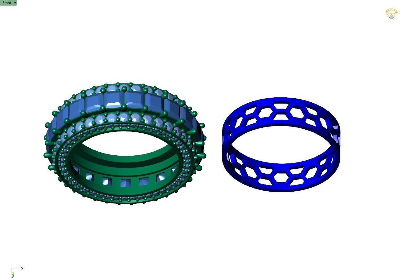 Custom Princess Diamond Band - Eternity Diamond Ring 3D print model_11