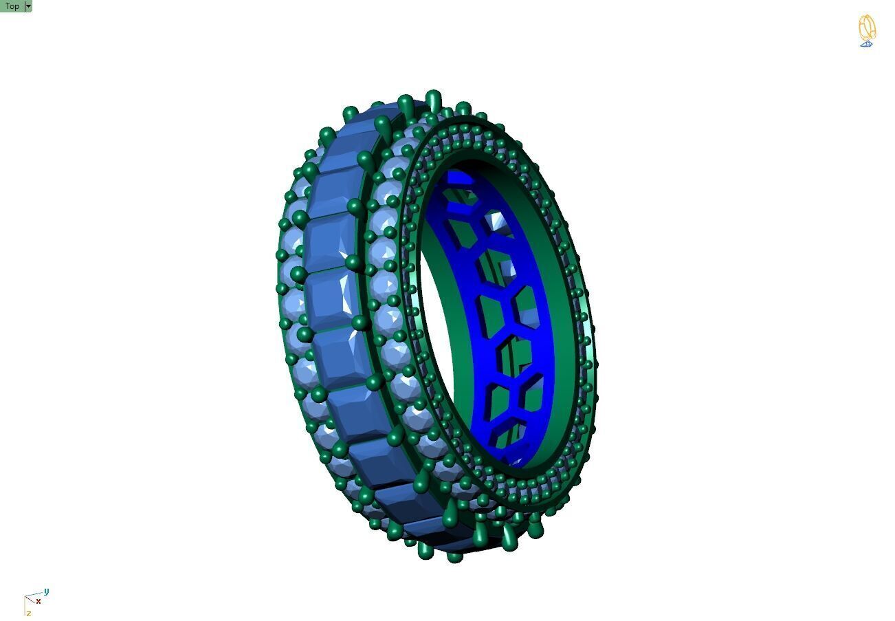 Custom Princess Diamond Band - Eternity Diamond Ring 3D print model_8