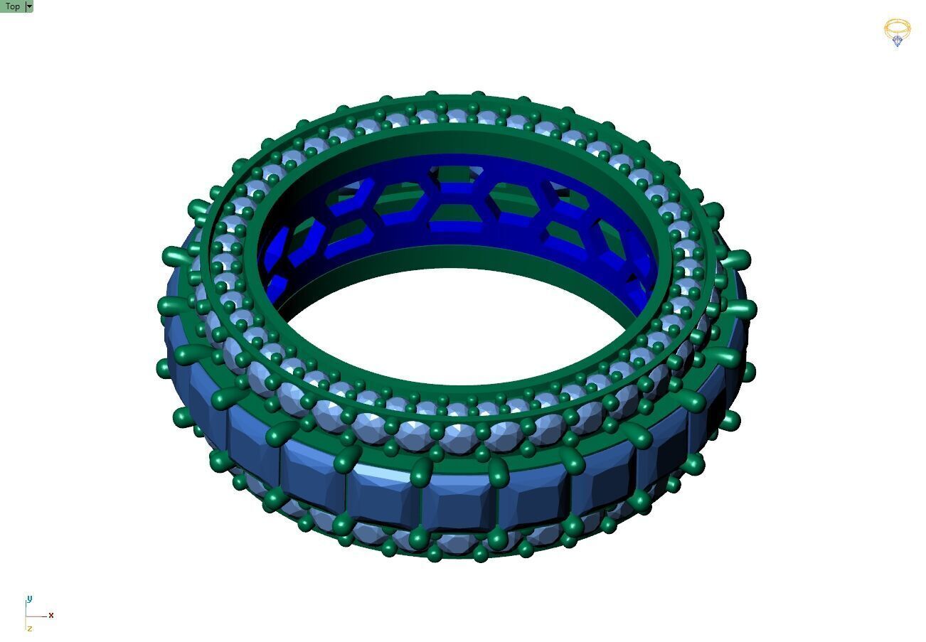 Custom Princess Diamond Band - Eternity Diamond Ring 3D print model_10