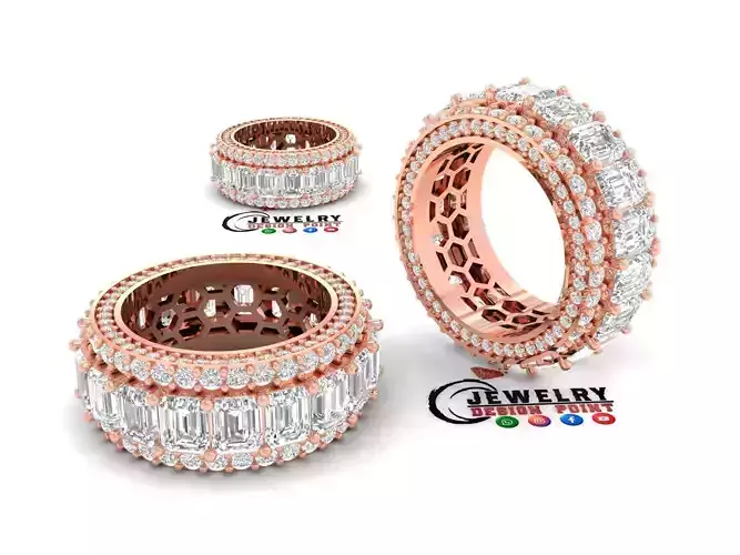 Custom Emerald Diamond Band - Eternity Diamond Ring