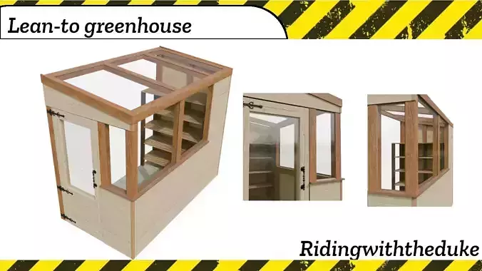 Lean-to green house glass timber frame