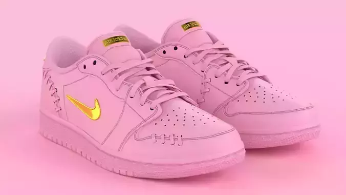 Air Jordan 1 Low Method of Make Perfect Pink Metallic Gold Low-poly 3D model