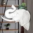 Elephant head wall mount planter STL 3D print model