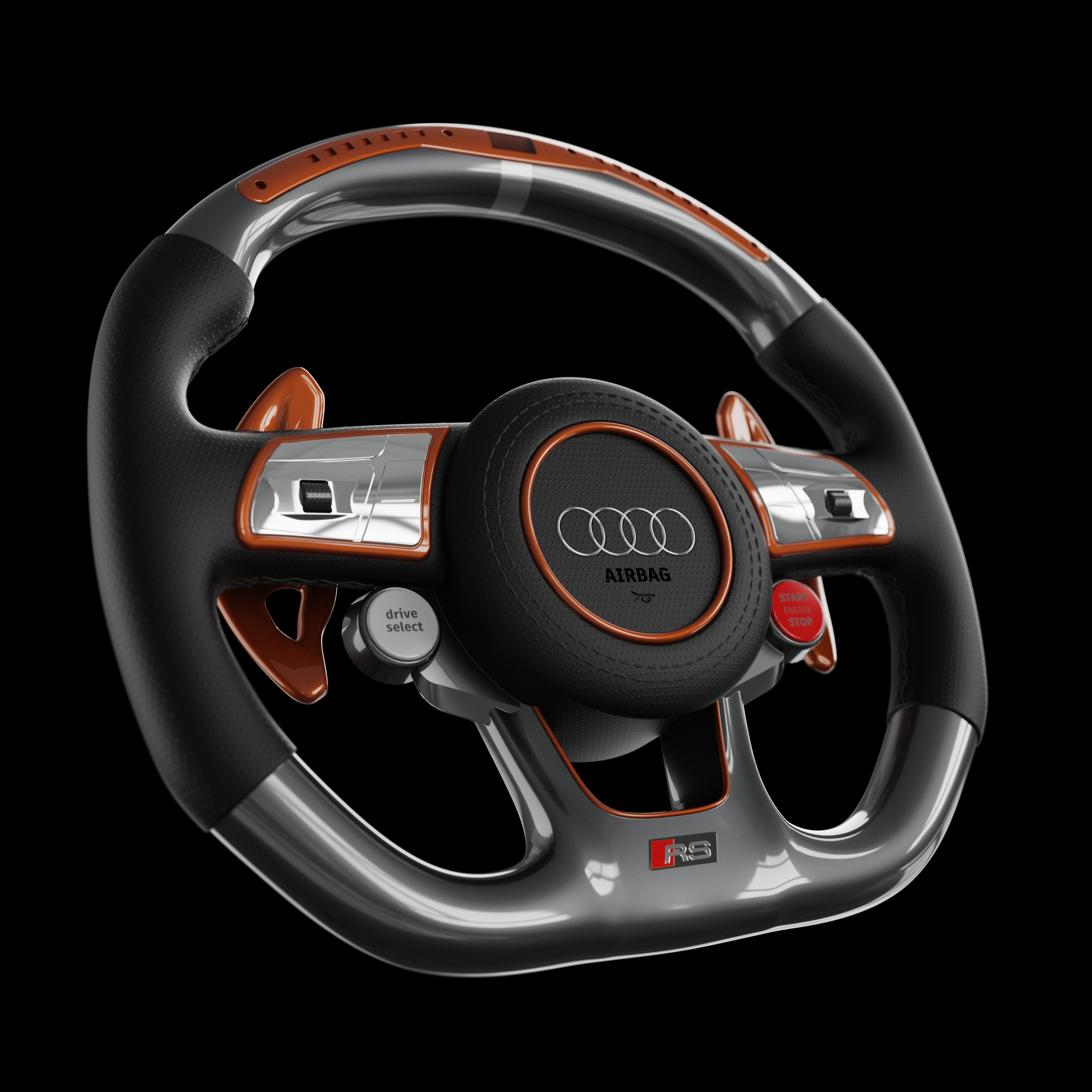 AUDI A3 STEERING WHEEL  Low-poly 3D model_4