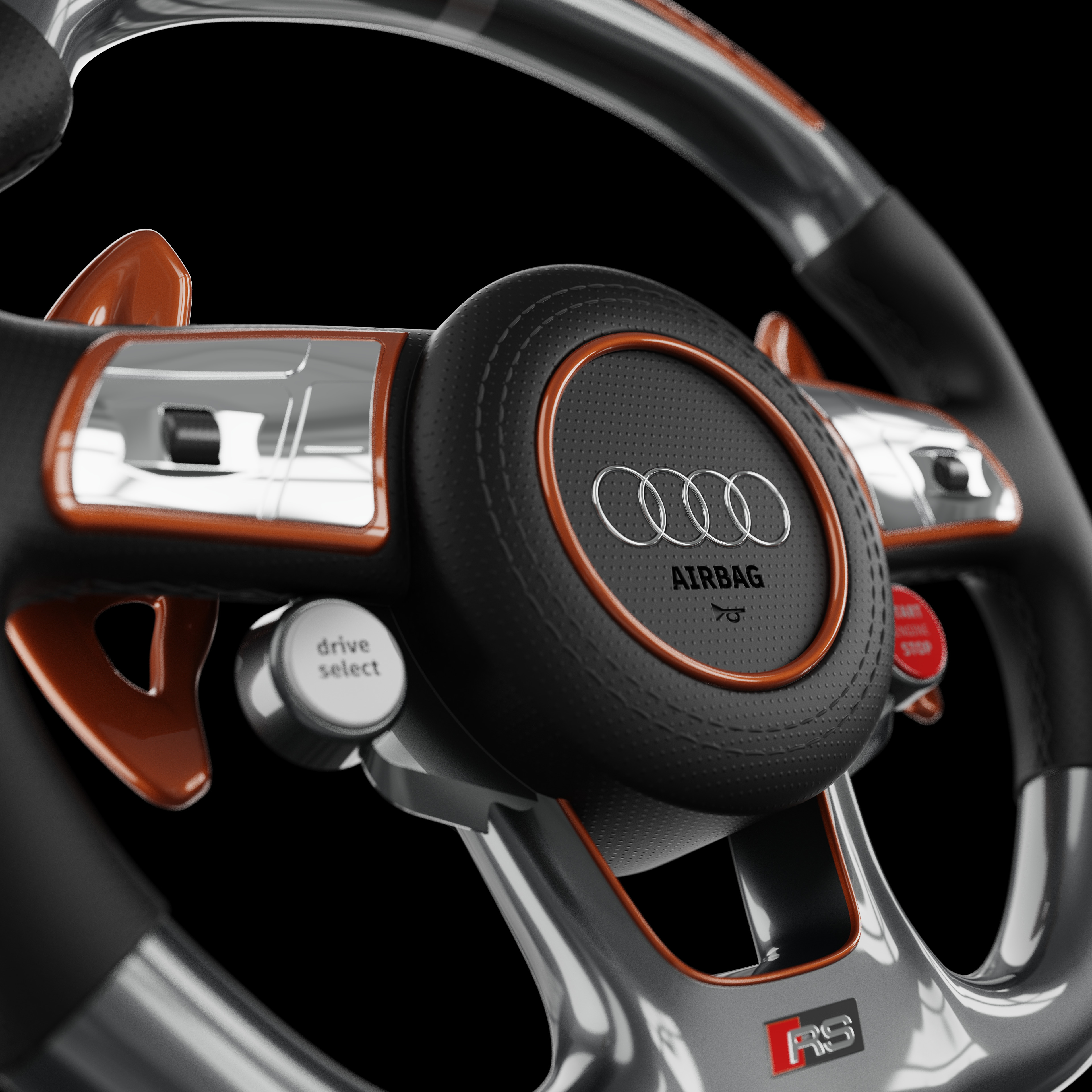 AUDI A3 STEERING WHEEL  Low-poly 3D model_3