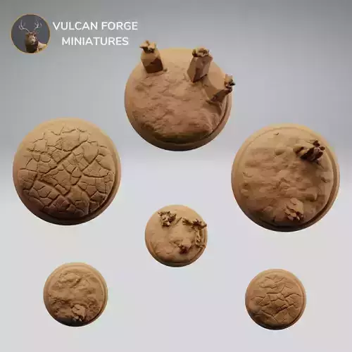 Rock and Fire Broken Ground Base Set Unsupported 3D print model