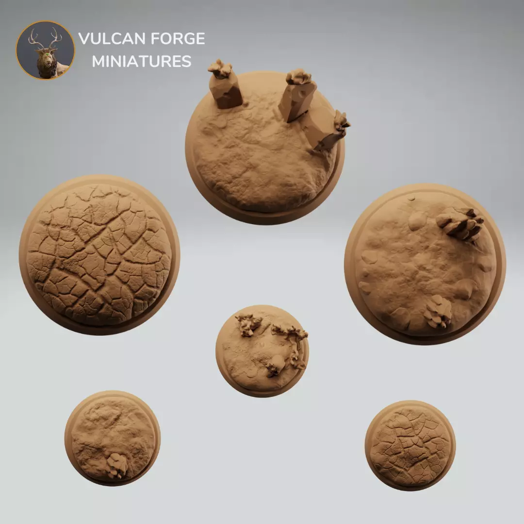 Rock and Fire Broken Ground Base Set Unsupported 3D print model
