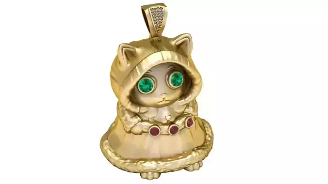 CARTOON  WINTER CAT PENDANT 3D PRINTABLE MODEL 