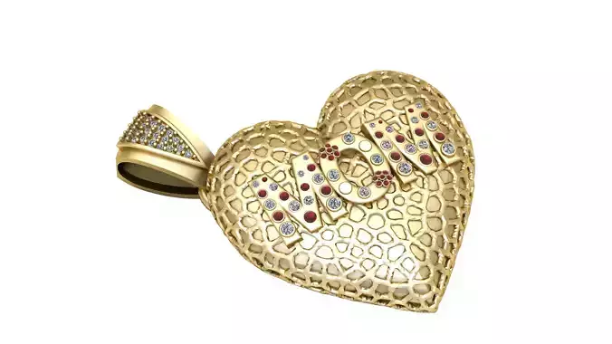 MOM HEART  PINK PENDANT 3D PRINTABLE MODEL 