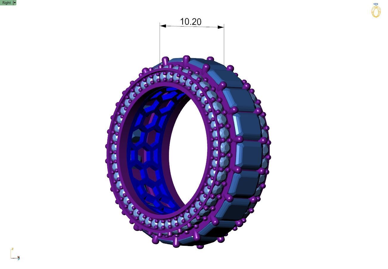 Custom Emerald Diamond Band - Eternity Diamond Ring 3D print model_4
