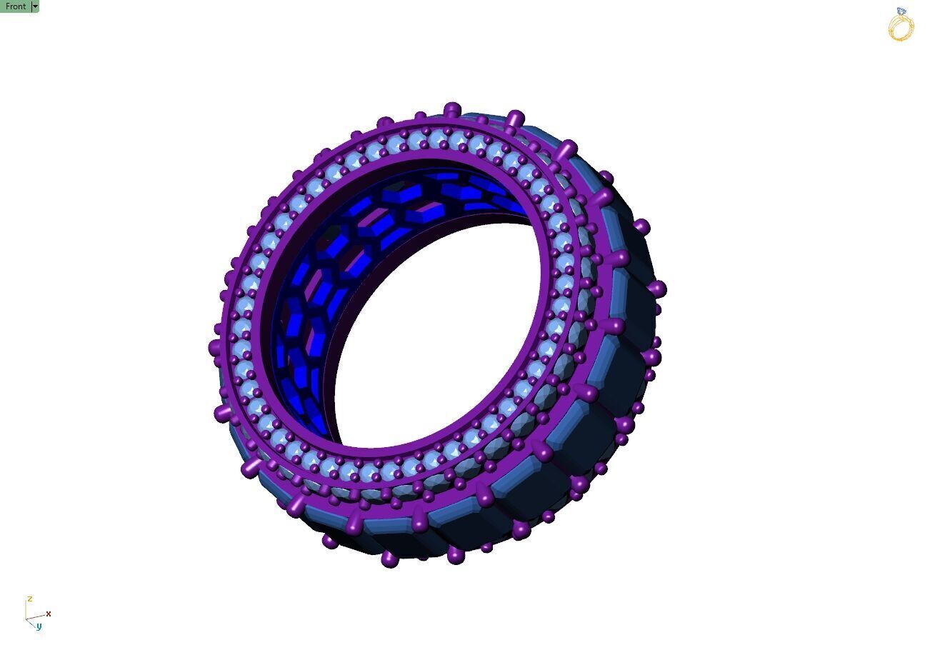 Custom Emerald Diamond Band - Eternity Diamond Ring 3D print model_11