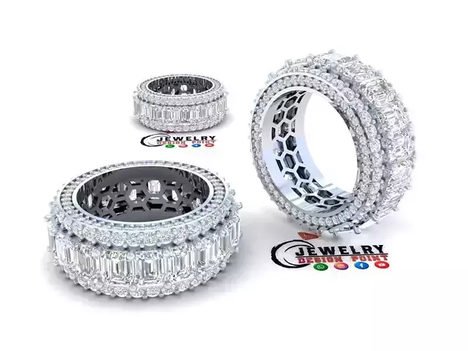 Custom Emerald Diamond Band - Eternity Diamond Ring