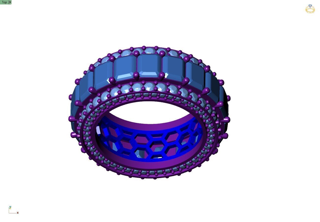 Custom Emerald Diamond Band - Eternity Diamond Ring 3D print model_9