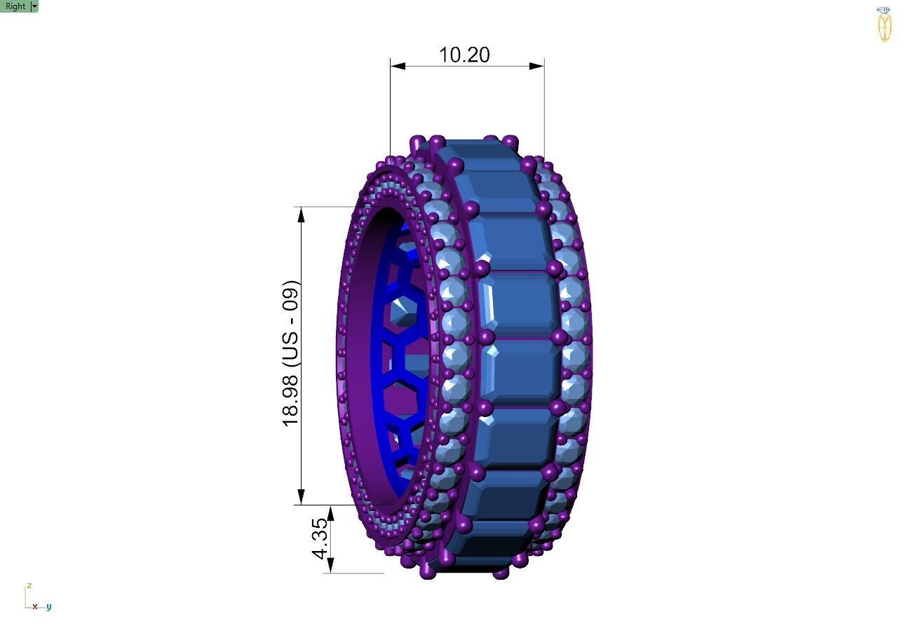 Custom Emerald Diamond Band - Eternity Diamond Ring 3D print model_7