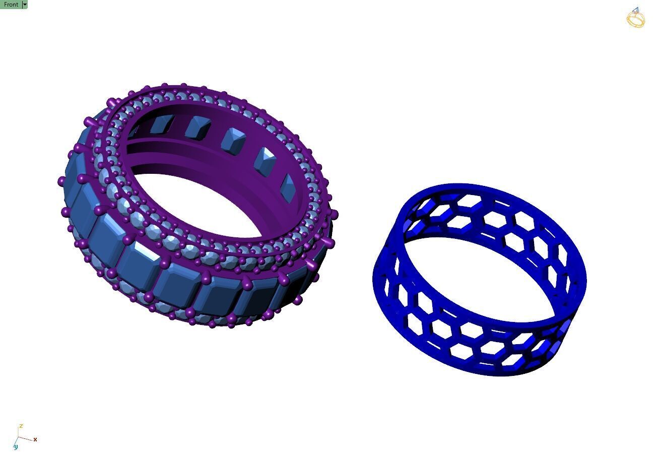 Custom Emerald Diamond Band - Eternity Diamond Ring 3D print model_14