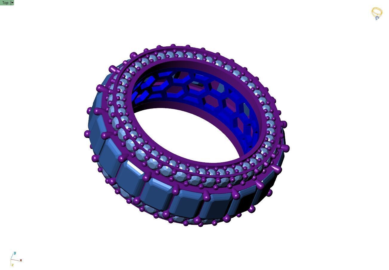 Custom Emerald Diamond Band - Eternity Diamond Ring 3D print model_10