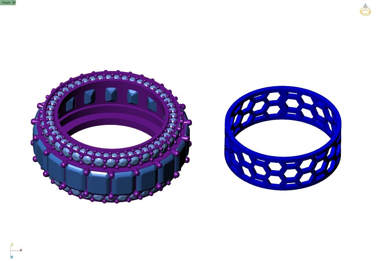 Custom Emerald Diamond Band - Eternity Diamond Ring 3D print model_13