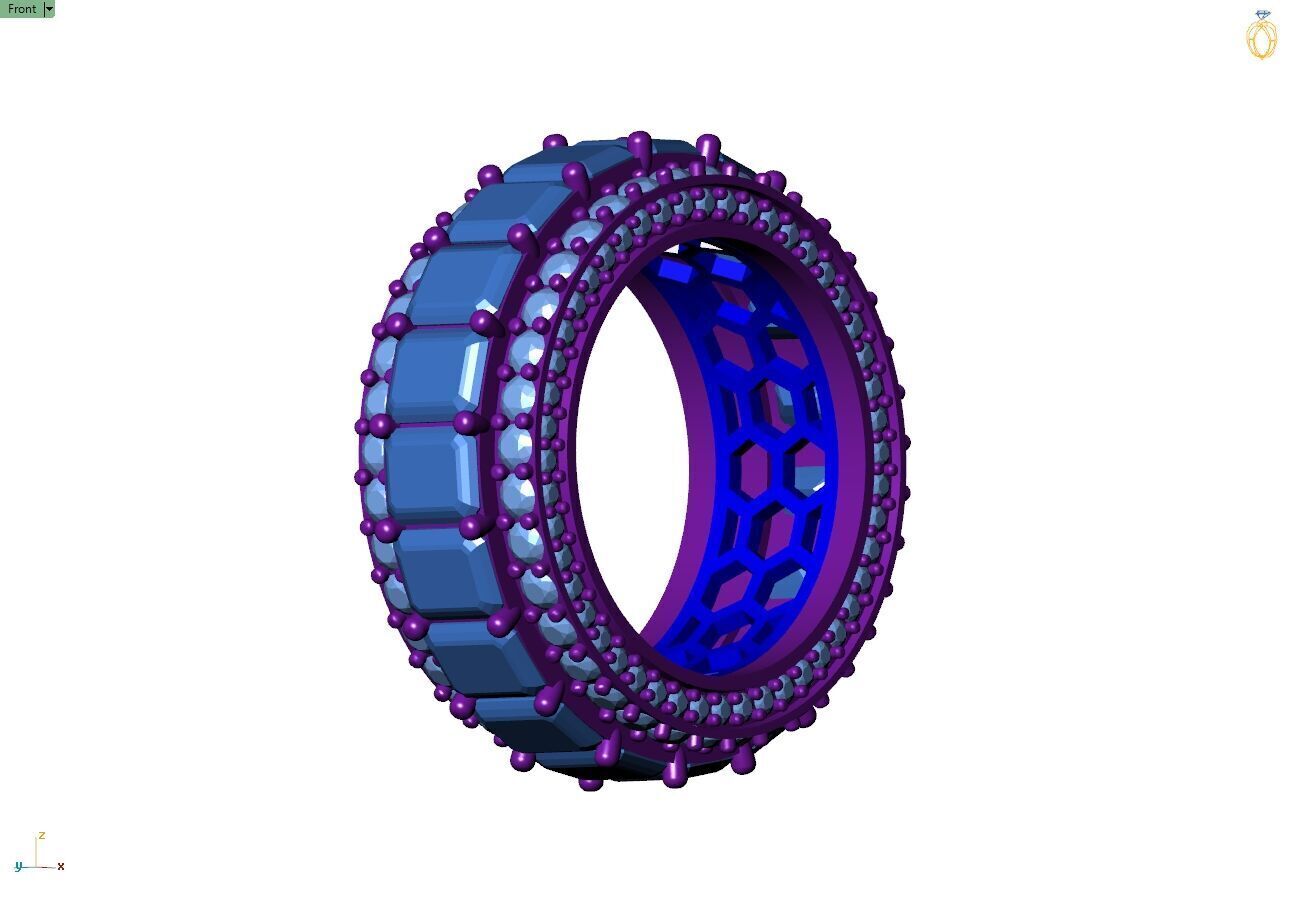 Custom Emerald Diamond Band - Eternity Diamond Ring 3D print model_8