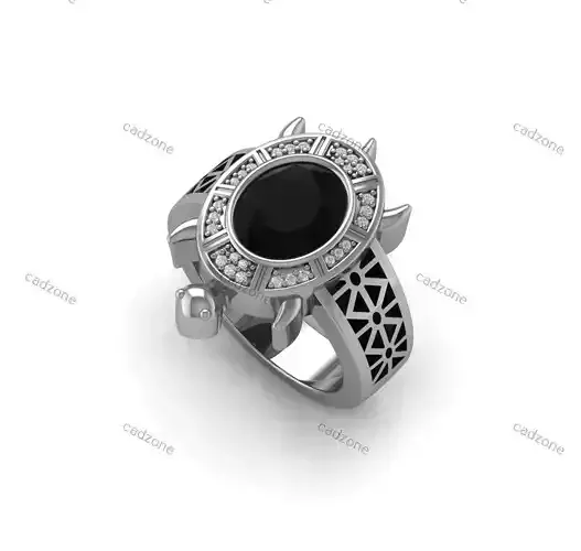 Vintage Black Onyx And Turtle Ring-3D Model 3D print model