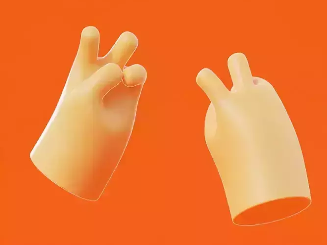 Cartoon Hands Victory Pose Illustration Icon