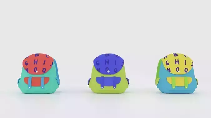 Cartoon Kids bag Low-poly 3D model