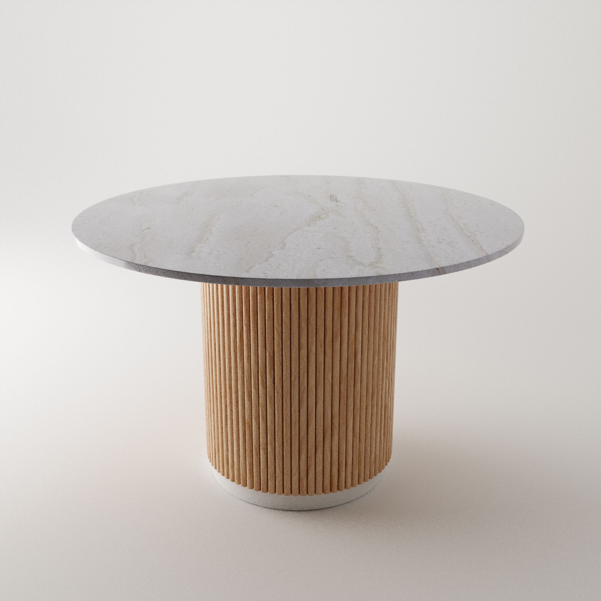 White marble and wood table 3D model_1