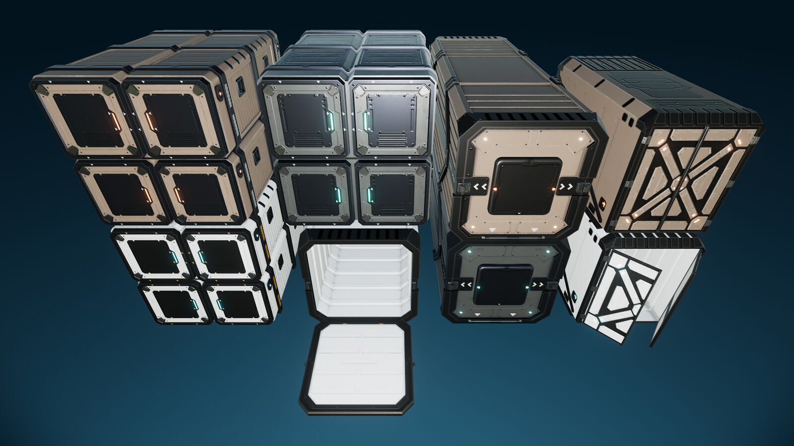 Sci-Fi Cargo and Warehouse props Low-poly 3D model_11