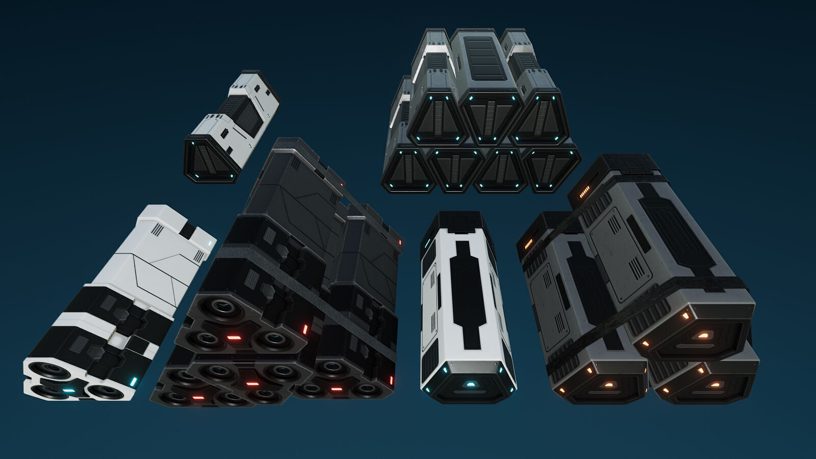 Sci-Fi Cargo and Warehouse props Low-poly 3D model_12