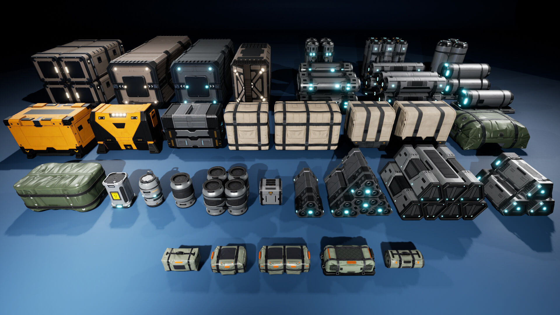Sci-Fi Cargo and Warehouse props Low-poly 3D model_1