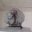 Baboon head bust statue