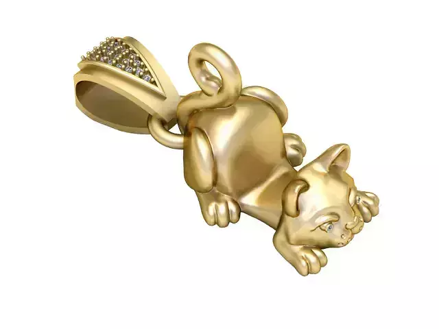 GOLDEN CAT ANIMAL DIAMOND PENDANT 3D PRINTABLE MODEL