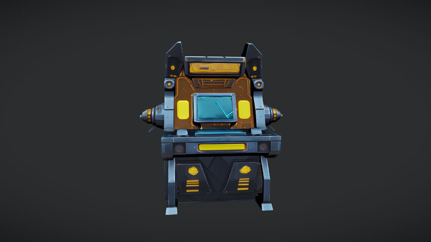 futuristic computer workstation 3D model_3