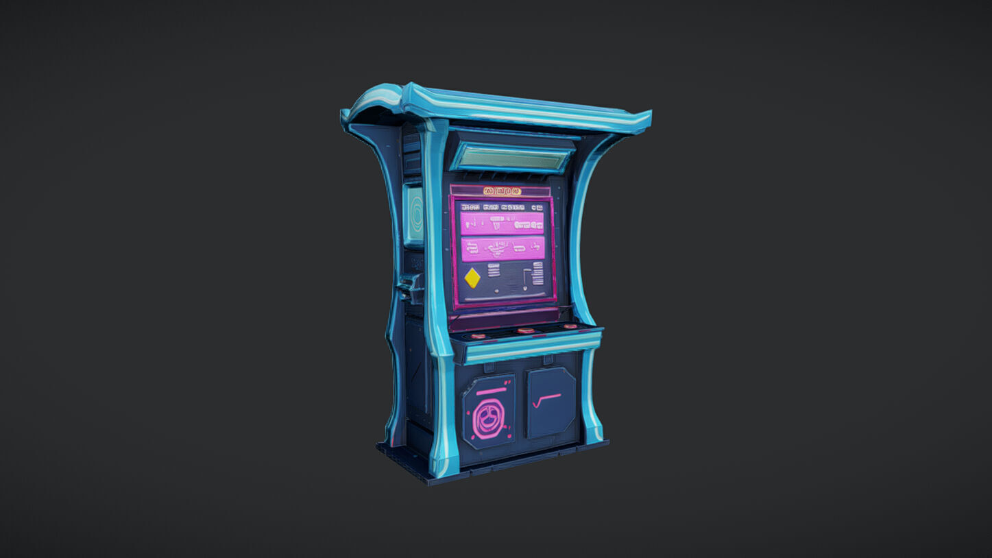 futuristic arcade game machine 3D model_2